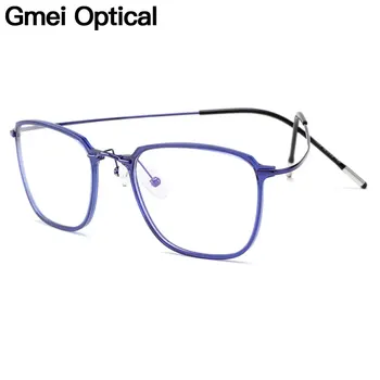 Gmei Optik Ultralight Beta Titanyum Esnek Gözlük Çerçevesi Erkekler Kare Reçete Gözlük Miyopi gözlük çerçeveleri M19003 5