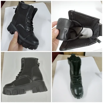 Fujin 9cm Yeni 2022 Hakiki Deri Orta Buzağı Çorap Platformu Gizli Topuk Sıcak Kürk Kadın Sonbahar Kış Peluş bağcıklı ayakkabı 3