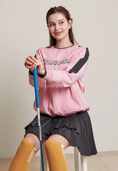 Kore İlkbahar ve Sonbahar high-end golf kadın giyim çabuk kuruyan rüzgarlık kazak ceket kısa trençkot