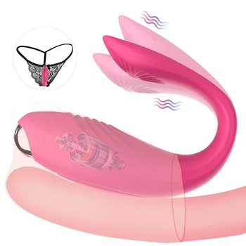 Çift Titreşimli U Şekli Yapay Penis Vibratör Kadınlar için Kablosuz Uzaktan Kumanda Klitoris Stimülatörü Kadın mastürbasyon için seks oyuncakları Çift 4