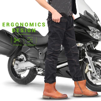 Retro Motosiklet Kot Erkekler Aşınmaya Dayanıklı Motokros Pantolon Giyilebilir CE koruyucu donanım sürüş donanımları Streç Klasik Kot