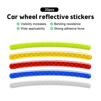 YENİ 20 adet Araba Tekerlek Göbeği Yansıtıcı Sticker Lastik Jant Yansıtıcı Şeritler Aydınlık Sticker Gece Sürüş İçin Araba-şekillendirici Aksesuarları 0