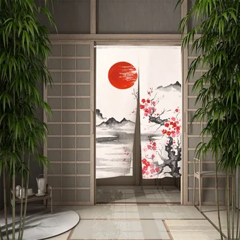 Japon Mürekkep Boyama kapı perdesi Yemek Odası Kapı Dekor Perde Bölüm Perde Örtüsü Mutfak Giriş Asılı Yarım Perde 1