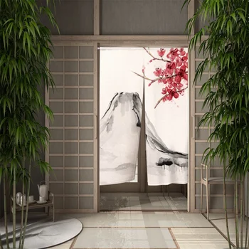 Japon Mürekkep Boyama kapı perdesi Yemek Odası Kapı Dekor Perde Bölüm Perde Örtüsü Mutfak Giriş Asılı Yarım Perde 3