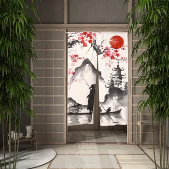 Japon Mürekkep Boyama kapı perdesi Yemek Odası Kapı Dekor Perde Bölüm Perde Örtüsü Mutfak Giriş Asılı Yarım Perde 5