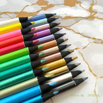 24 Renk Metalik Renkli Kalemler toksik Olmayan Siyah Çizim Kalemleri Önceden Bilenmiş Çeşitli Renkler Ahşap Eskiz Kalem Seti