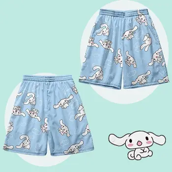 Kawaii Sanriod Anime Hobi Kuromi Cinnamoroll Karikatür Sevimli Yaz Şort Nefes Büyük Boy Pijama Pantolon plaj pantolonları
