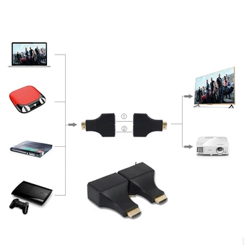 2 Adet 1080P Hdmı Rj45 2 Yollu Genişletici Adaptörü CAT5e CAT-6 UTP LAN Ethernet Tekrarlayıcı 1.4 HDMI 30M HDTV Monitör