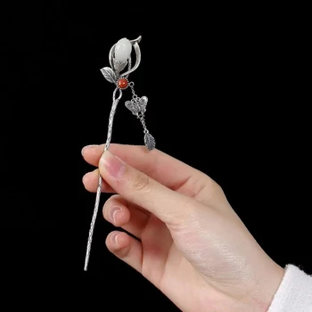 Özel orijinal tasarım manolya çiçek firkete kolye Çin tarzı retro ışık lüks charm kadın gümüş takı