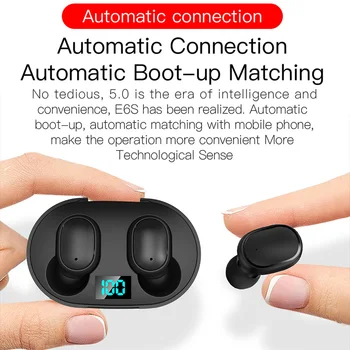 E6S TWS kablosuz kulaklıklar Bluetooth Kulaklık Su Geçirmez Mini Kulaklık Gürültü İptal LED Ekran Kulaklık Redmi iPhone İçin 2