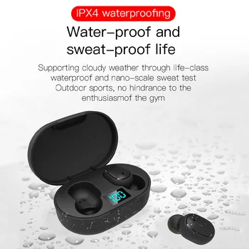 E6S TWS kablosuz kulaklıklar Bluetooth Kulaklık Su Geçirmez Mini Kulaklık Gürültü İptal LED Ekran Kulaklık Redmi iPhone İçin 5