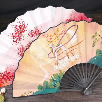 Klasik Erkekler yelpaze Çin Vintage Katlanır Bambu Fan Japon Tarzı Kadın İpek El Fan Taşınabilir Abanicos Para Boda 3