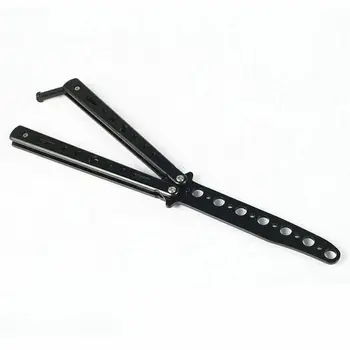 Siyah Metal Uygulama Kelebek Balisong Eğitmen Eğitimi Flail Bıçak Donuk Aracı Çok Fonksiyonlu Eğitim Flail Bıçak 1