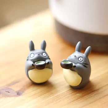 Anime Komşum Kawaii Totoro Kase ile Mikro Peri Bahçe Minyatür Dekorasyon Figürleri Teraryum / Dollhouse DIY Aksesuarları 1