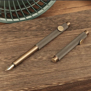 Yaratıcı Retro Pirinç Metal Mini Cep Taşınabilir Kısa dolma kalem Iş Çok fonksiyonlu Araçları Kalem Hediye Kırtasiye Malzemeleri
