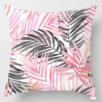45x45 Pembe Palmiye Yaprakları Yastık Dekor Dekoratif Yastık Örtüsü Oturma Odası kanepe yastığı Kapak Cushionhome Yenilikçi Aksesuarları