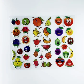 12 Sheets/Set Güzel Karikatür Meyve Sticker 3D Sevimli PVC Kabarcık Çıkartmalar Anaokulu Çocuk Erkek Kız Oyuncak Hediye