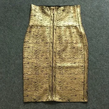 2021 Sonbahar Moda Altın Kaplama kalem etek Seksi Bayanlar Yüksek Belli Bandaj Etek Paket Kalça Femme mini etekler Elbise