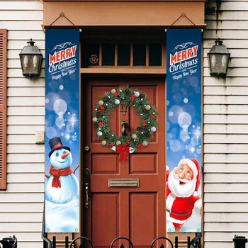 1 Çift Noel kapı perdesi Asılı Dekorasyon Afiş Beyit Noel Santa Kardan Adam Asılı NOEL Süsler Açık Kolye