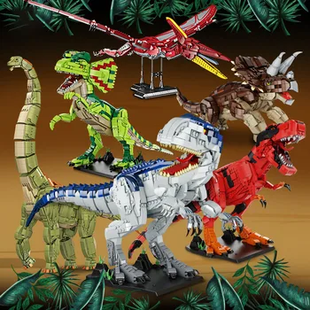 Jurassic Dinozor Dünya Yüksek Simülasyon Dinozor Modeli Tyrannosaurus Rex Yapı Taşı Süs çocuk Oyuncak Hediye