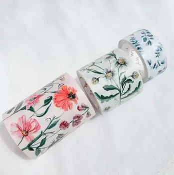 6cm Genişliğinde Çiçek Washi Bant Seti Moda Güzel Günlük Defteri yapışkan çıkartmalar Kawaii Maskeleme Bandı Papeleria Malzemeleri