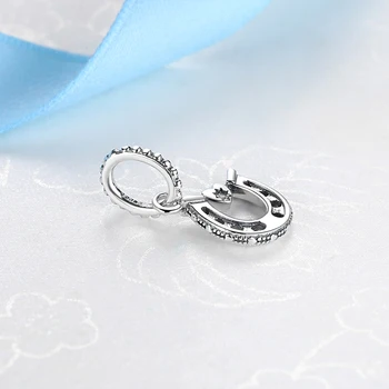 925 Ayar Gümüş Takılar Boncuk Orijinal İyi Şanslar At Nalı Kristal Charm Fit Pandora Bilezik Kolye Takı Kadınlar İçin 1