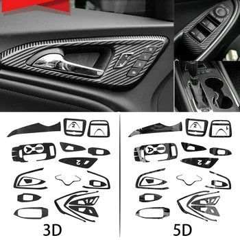 3D / 5D Siyah Araba İç Kapı Kolu Vites Paneli Sticker Karbon Fiber Stil LHD Fit için Chevrolet Malibu 2016 2017 2018 2019 1