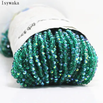 Isywaka Mavi Yeşil Yarım AB Renk 3 * 4mm 125 adet Rondelle Avusturya faceted Kristal Cam Boncuk Gevşek Yuvarlak Boncuk Takı Yapımı
