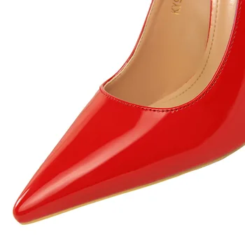 2022 Yeni Kadın 10.5 cm Yüksek Topuklu Çıplak Sevgililer Pompaları Deri Escarpins Lüks Parlak Bayan yüksek topuklu ayakkabı Scarpins Balo Ayakkabı