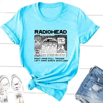 Radiohead T Shirt Kadın Erkek Vintage Hip Hop Rock Grubu T-shirt Harajuku Streetwear Pamuk Kısa Kollu Tee Gömlek Kadın Giyim