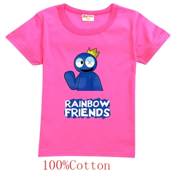 Sıcak Satış Kawaii Çocuk T-Shirt Pamuk Gökkuşağı Arkadaşlar Elbise Gömlek Erkek Kız Çocuklar Baskılı Rahat Unisex Kısa kollu Tees