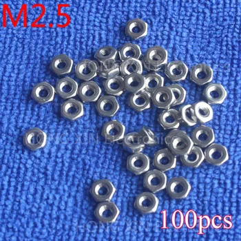 M2. 5 100 adet 304 paslanmaz çelik altıgen vida somun 2.5 mm Gümüş altıgen somun A2-70 somun paslanmaya karşı pas dayanıklı Genel aksesuarlar 2