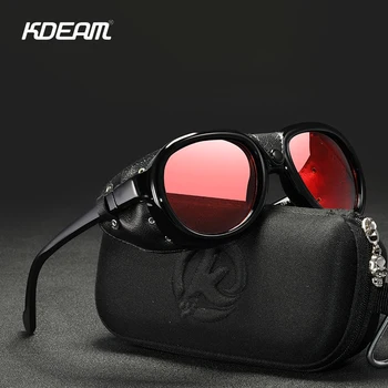 KDEAM Yeni Pilot Güneş Gözlüğü Steampunk Ayna UV400 Gözlük Erkek Kadın Açık Sürüş Shades Ile Ücretsiz Kılıf 0