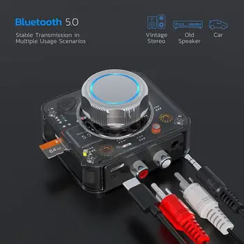 Bluetooth 5.0 Ses Alıcısı 3D Stereo Müzik Kablosuz Adaptör TF Kart RCA 3.5 mm 3.5 AUX Jack Kablolu Hoparlör Kulaklık Araç kiti