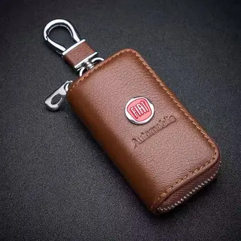 Hakiki Deri Araba anahtar çantası Anahtar cüzdan bulucu için Fiat Panda Uno Palio Tipo Doblo Boyue Bravo Punto Linea 500 595 Aksesuarları