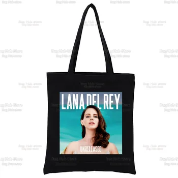 Lana Del Rey Bayan Çanta Bez Tuval Tote Çanta Siyah Alışveriş Seyahat Kadın Eko Kullanımlık Omuz alışveriş Çantaları bolsas de tela