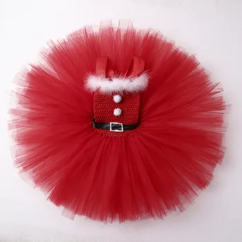 Çocuk Kız Noel Tutu Elbise Noel Baba Prenses Kostümleri Bale Jimnastik Leotard Noel Elbise Up Giyim Kıyafet Kırmızı