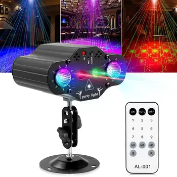 Sahne DJ parti lazer projektör disko ses kontrollü kırmızı yeşil mavi Strobe ışıkları kulübü aile tatil noel ışıkları