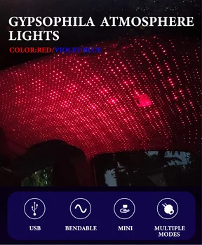 Mini LED Araba Çatı Yıldız Gece lambası projektör Atmosfer Galaxy Lambası USB Dekoratif Ayarlanabilir Otomatik Çatı Odası Tavan Dekor