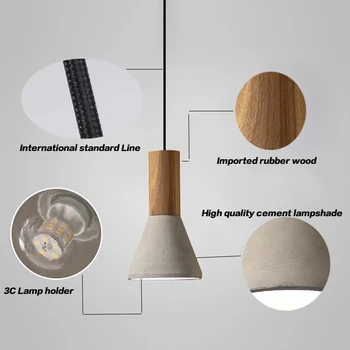 Iskandinav lambalar ve fenerler yatak odası kafa restoran bar yaratıcı tasarımcı çimento ahşap tek kafa küçük avize