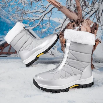 Xiaomi SALUDAS Su Geçirmez Kışlık Botlar Kadın Sıcak Tutmak kaymaz yarım çizmeler Kar Botları Artı Boyutu 42 Beyaz Çizmeler Kadın Spor Ayakkabı