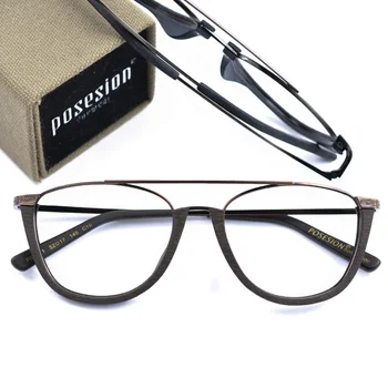 HDCRAFTER Ahşap Gözlük Çerçevesi Şeffaf lens ile Erkekler Bakır Miyopi Reçete Gözlük Erkek Ahşap Optik Çerçeve Gözlük 1