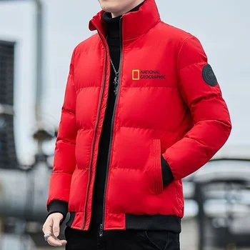 Kış erkek ceket rahat standı yaka parka sokak stili marka pamuklu ceket erkek kalınlaşmış termal ceket M-5XL