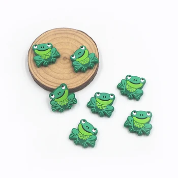 Chenkai 10 ADET Sevimli Kurbağa Şekli Boncuk Silikon Takılar Odak Boncuk Okunabilir Kalem Karakter Boncuk DIY Emzik Kukla Zinciri 0