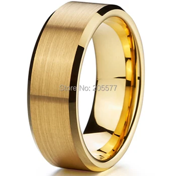 Moda takı 8mm altın renk titanyum paslanmaz çelik yüzük erkekler için yıldönümü düğün band çift yüzük kadınlar için