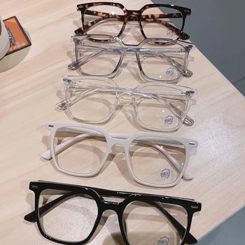 SO & EI Retro Kare Kadın Gözlük Çerçeve Moda Temizle Anti-Blu-Ray Gözlük Erkekler Optik Perçin Dekorasyon Çerçeve Bilgisayar Gözlük 0