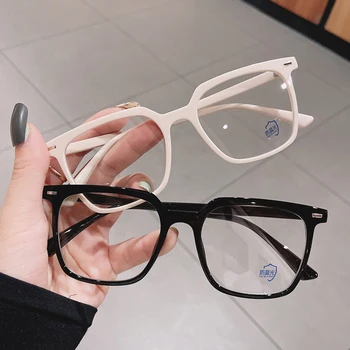 SO & EI Retro Kare Kadın Gözlük Çerçeve Moda Temizle Anti-Blu-Ray Gözlük Erkekler Optik Perçin Dekorasyon Çerçeve Bilgisayar Gözlük 2