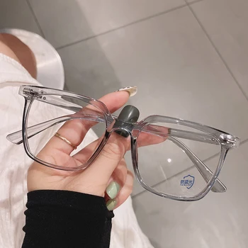 SO & EI Retro Kare Kadın Gözlük Çerçeve Moda Temizle Anti-Blu-Ray Gözlük Erkekler Optik Perçin Dekorasyon Çerçeve Bilgisayar Gözlük 3
