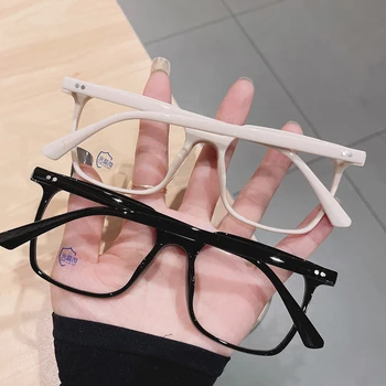 SO & EI Retro Kare Kadın Gözlük Çerçeve Moda Temizle Anti-Blu-Ray Gözlük Erkekler Optik Perçin Dekorasyon Çerçeve Bilgisayar Gözlük 4