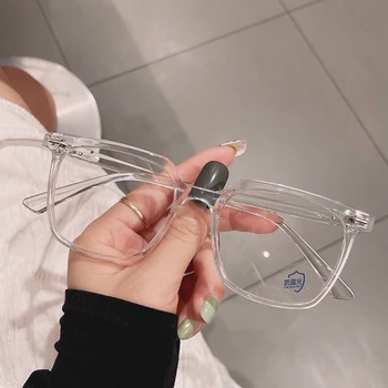 SO & EI Retro Kare Kadın Gözlük Çerçeve Moda Temizle Anti-Blu-Ray Gözlük Erkekler Optik Perçin Dekorasyon Çerçeve Bilgisayar Gözlük 5
